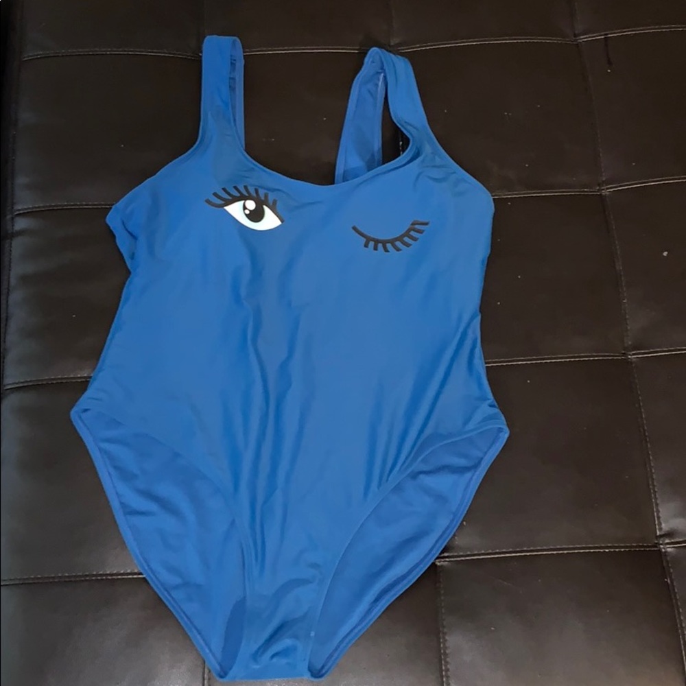 Royal blue wink eye one piece swimsuit